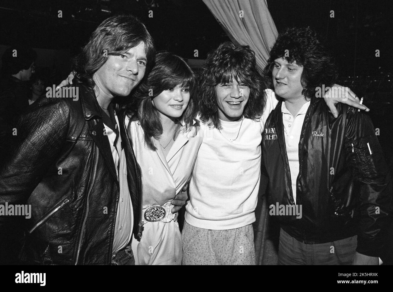 Valerie Bertinelli and Eddie Van Halen backstage on the set of Fridays