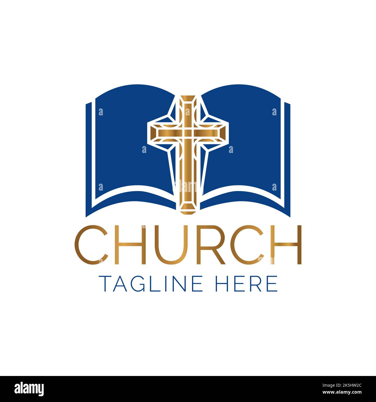 Gold and Blue Christian Church Logo Design Stock Vector