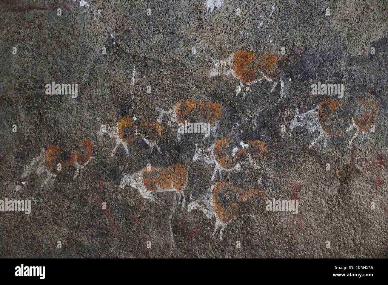 Decorative rock art of ancient tribes at the Danish zoo Stock Photo