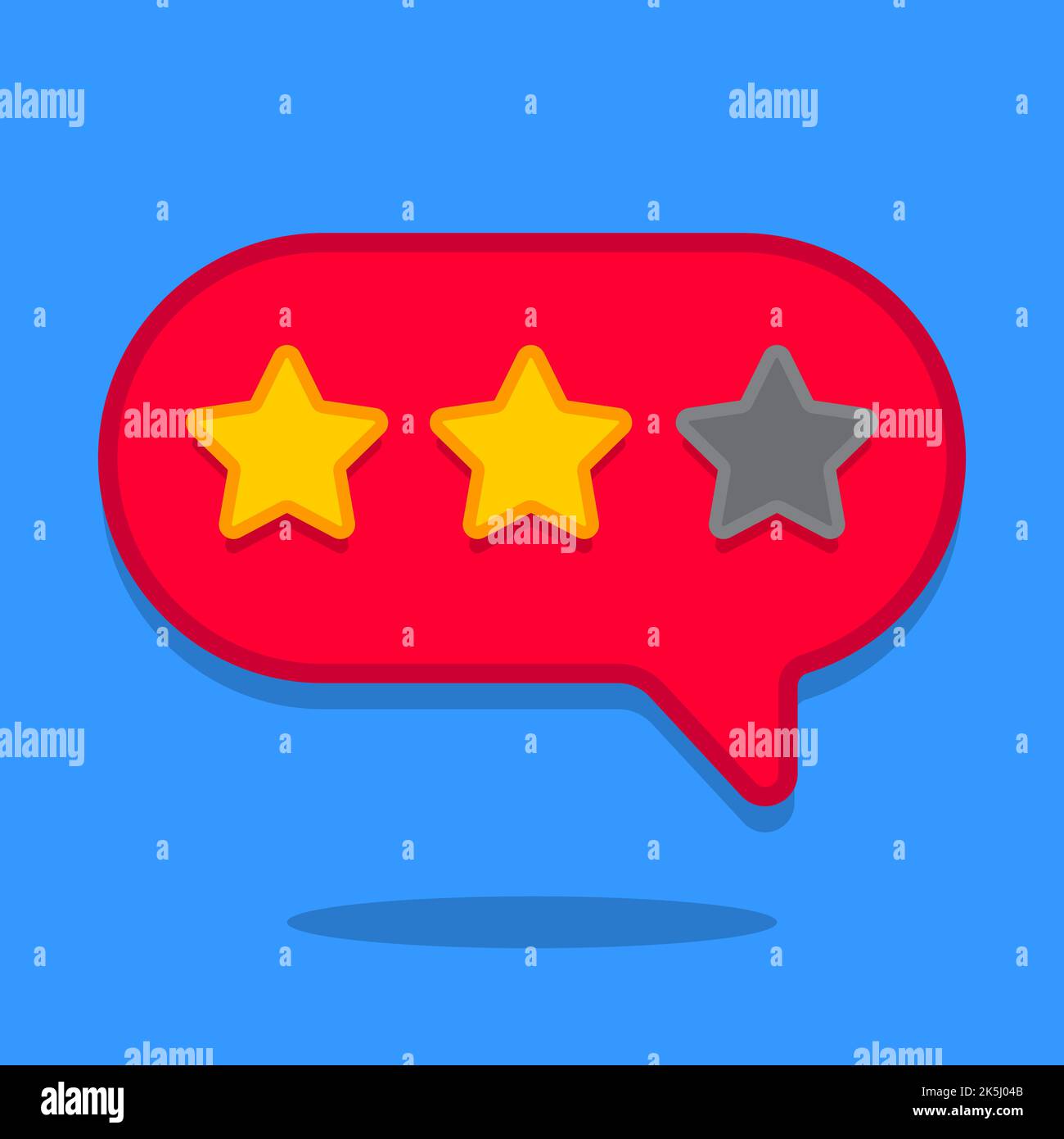 Three stars. Customer rating, reviews. Isolated on white background