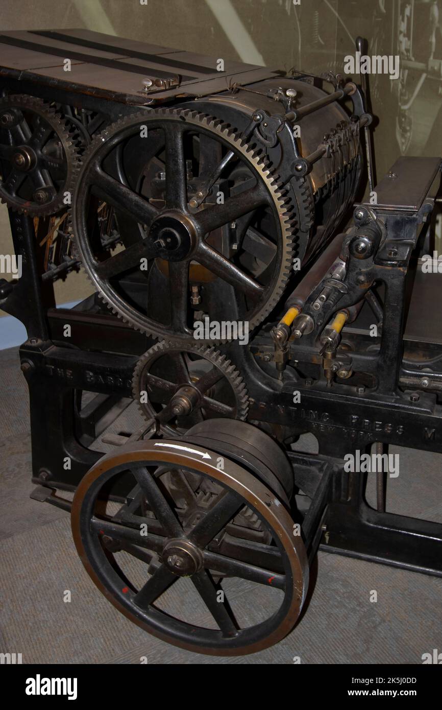 Vintage Babcock Printing Press  circa 1893 on display at the Buffalo Bill Center of the West in Cody, Wyoming Stock Photo