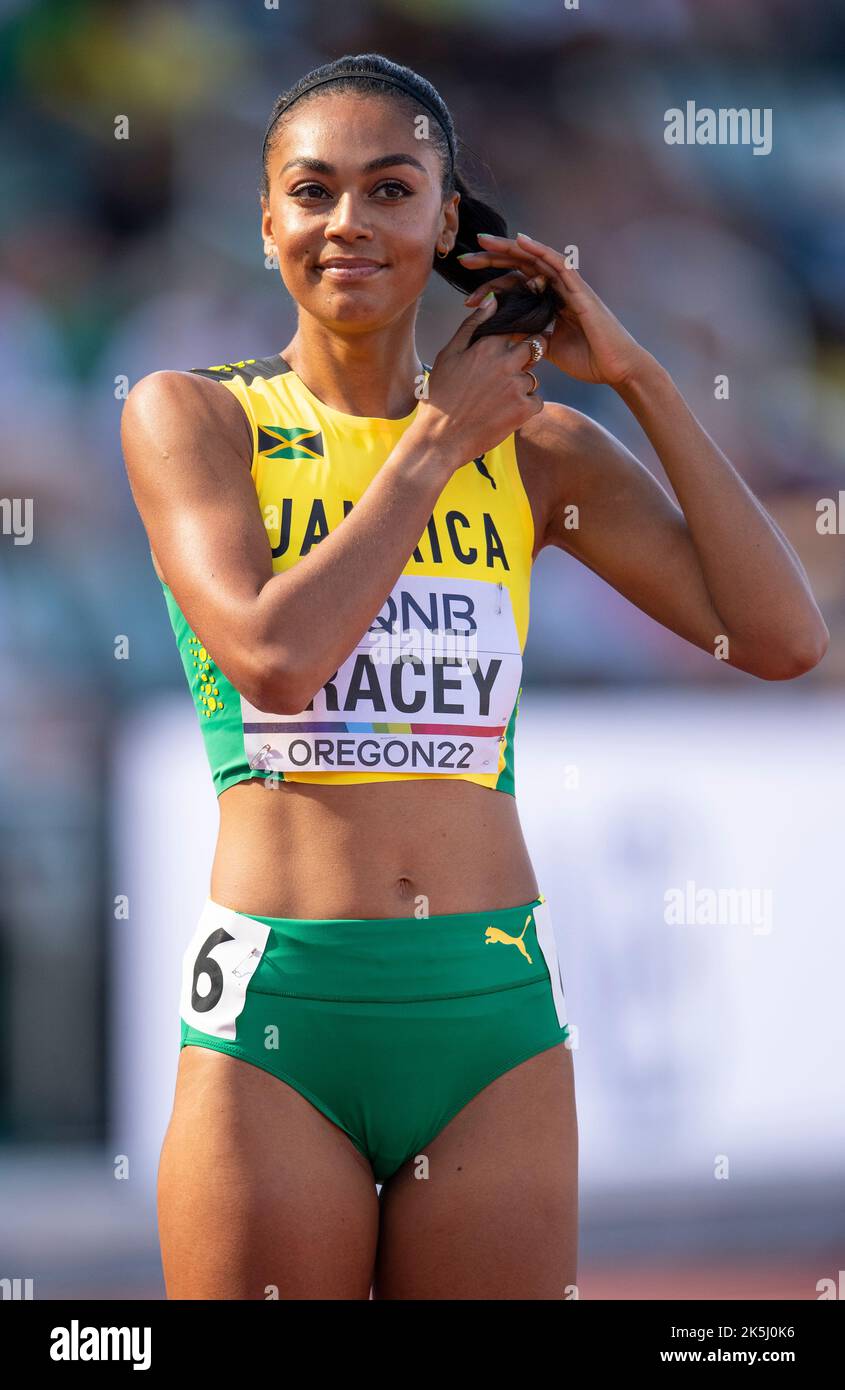 Adelle Tracey of Jamaica competing in the women’s 800m heats at the