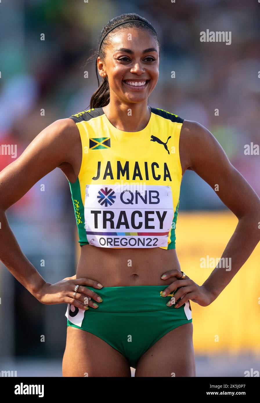 Adelle Tracey of Jamaica competing in the women’s 800m heats at the