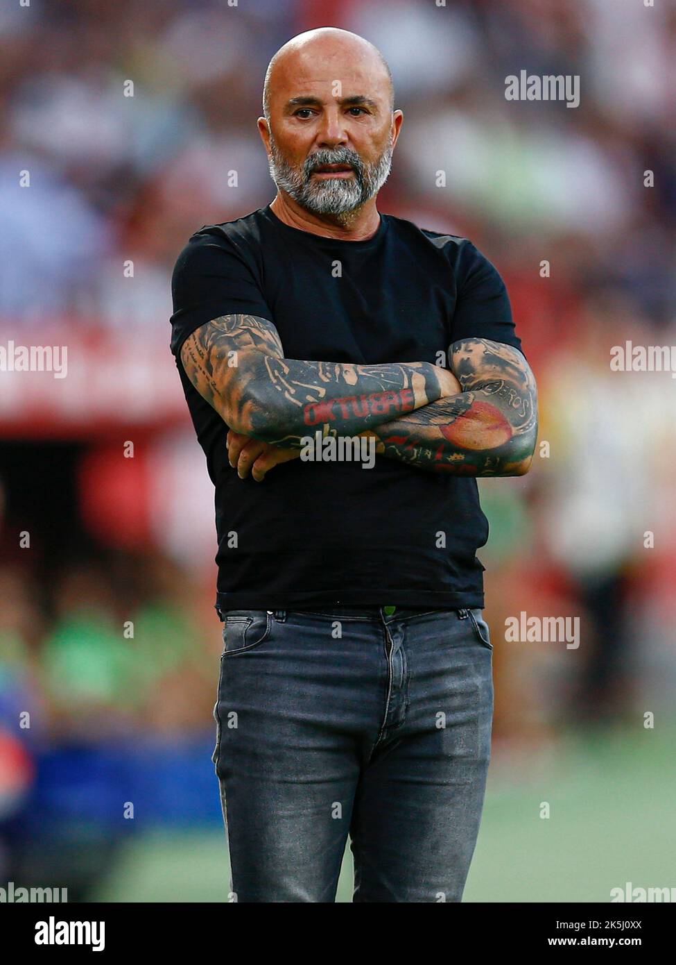 Sevilla FC head coach Jorge Sampaoli during the La Liga match between Sevilla FC and Athletic Club played at Sanchez Pizjuan Stadum on October 8, 2022 in Sevilla, Spain. (Photo by Antonio Pozo / PRESSIN) Stock Photo