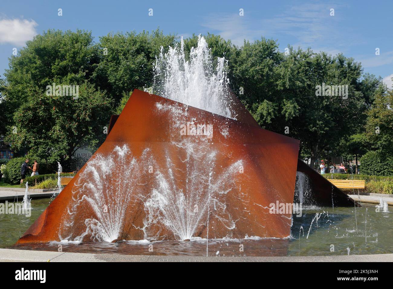 Fountain Eclatement II, Place Jean Pelletier, Quebec City, Province of Quebec, Canada Stock Photo