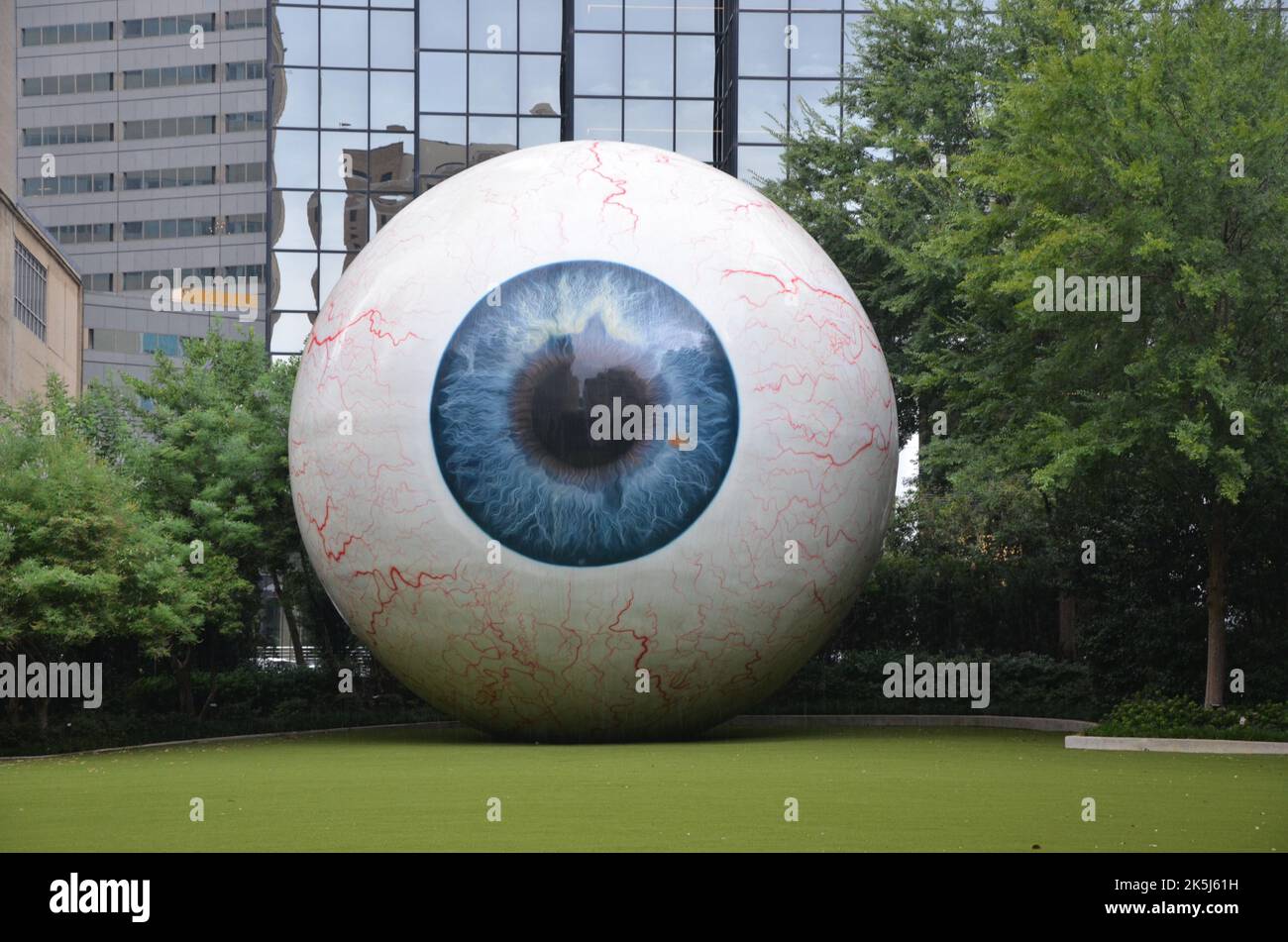 Dallas, Texas, USA August 21, 2022 Giant Eyeball Sculpture in