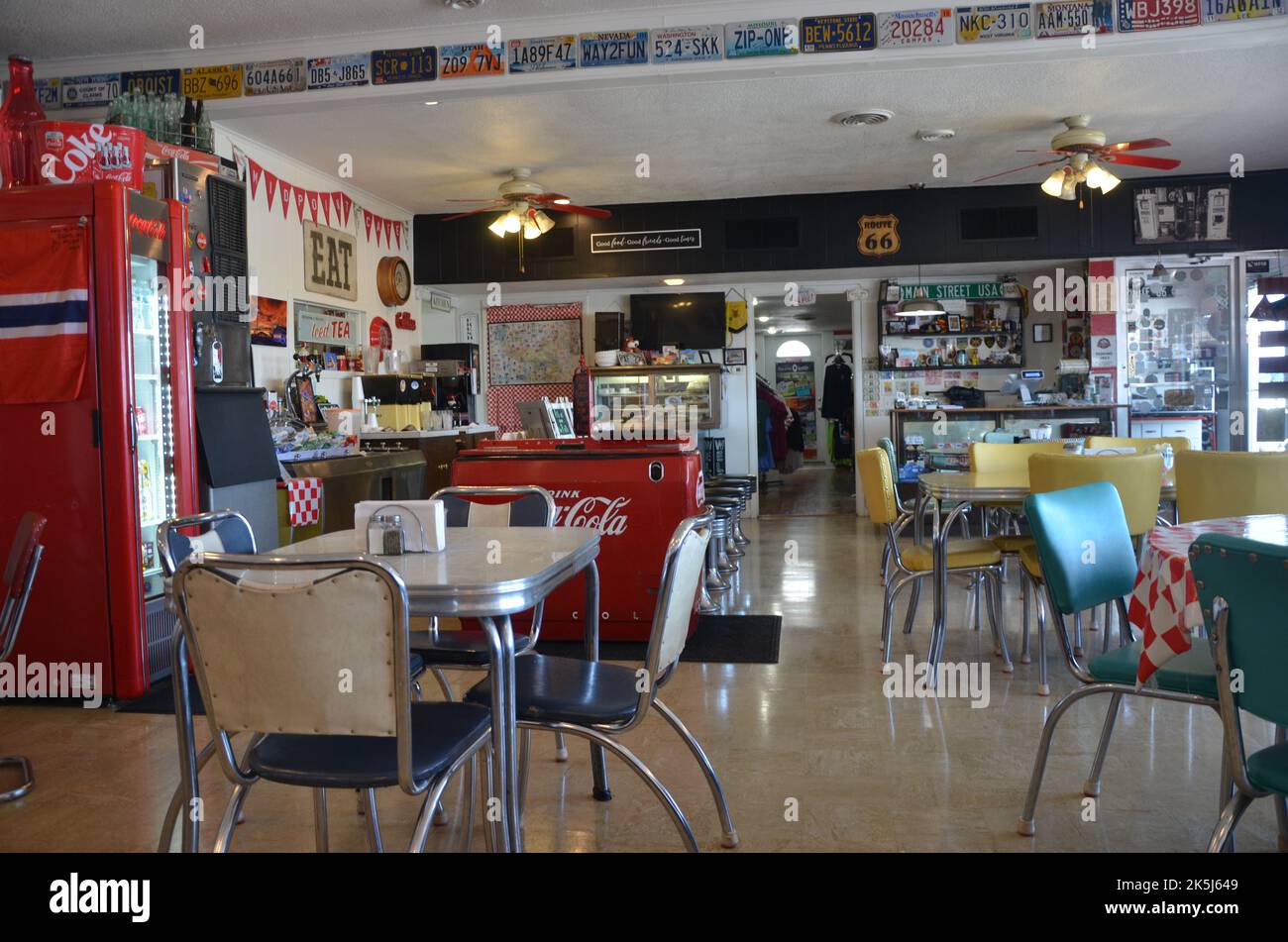 Adrian, Texas, USA - August 25, 2022: interior of the Midpoint Cafe on Route 66 Stock Photo