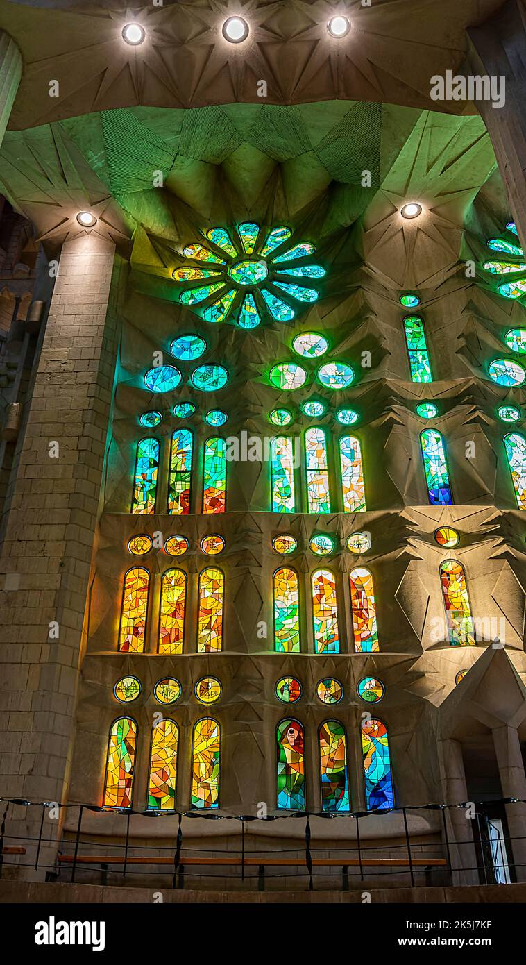 Interior of the Sagrada Familia, Church of the Atonement of the Holy ...