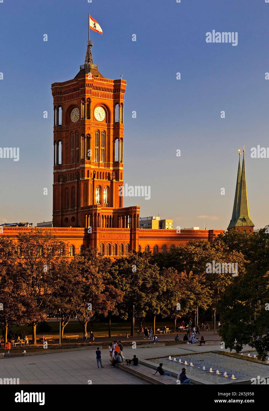 Red City Hall in the evening light, Berlin Mitte, Berlin, Germany Stock Photo