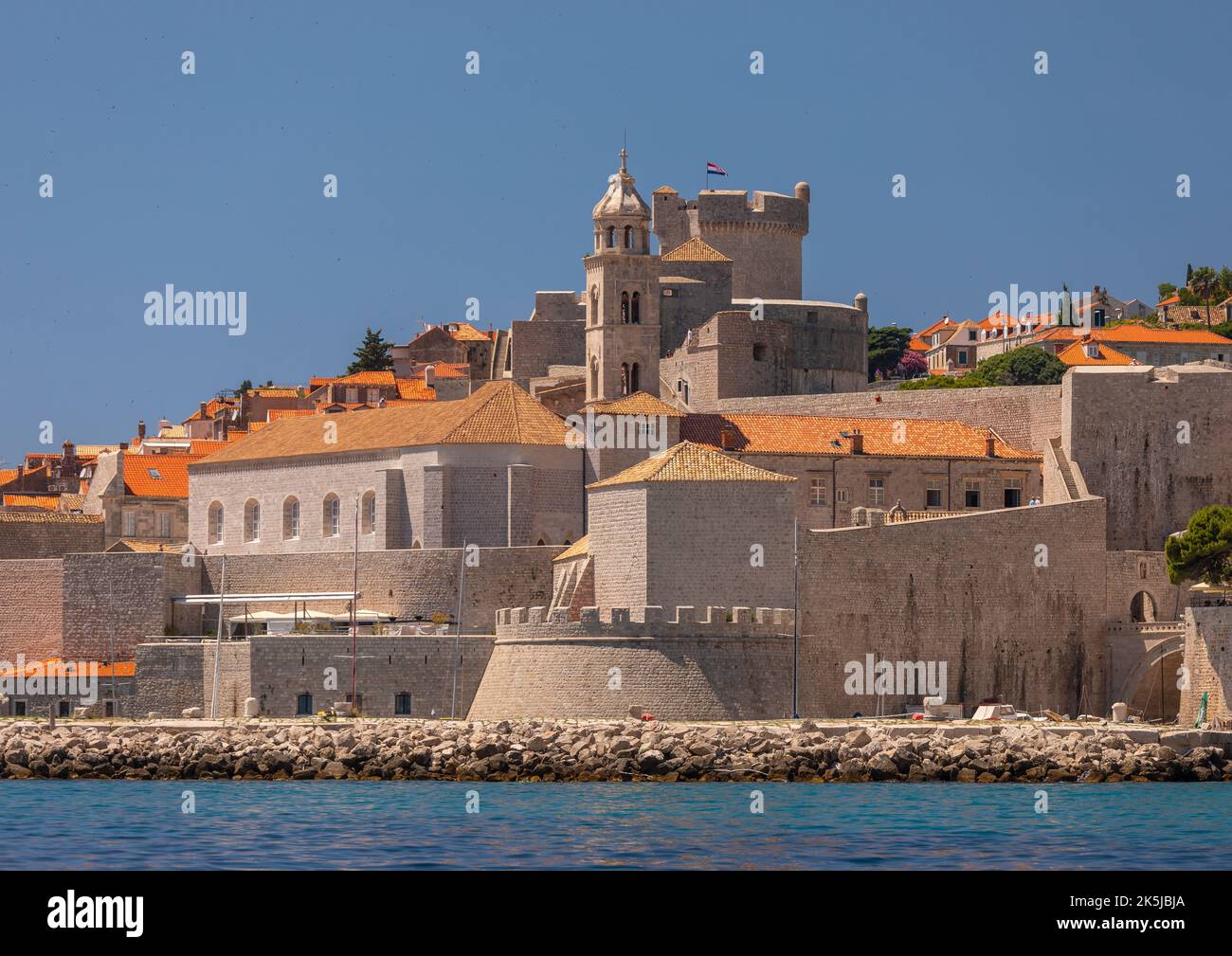 DUBROVNIK, CROATIA, EUROPE - The walled fortress city of Dubrovnik on the Dalmation coast. Stock Photo