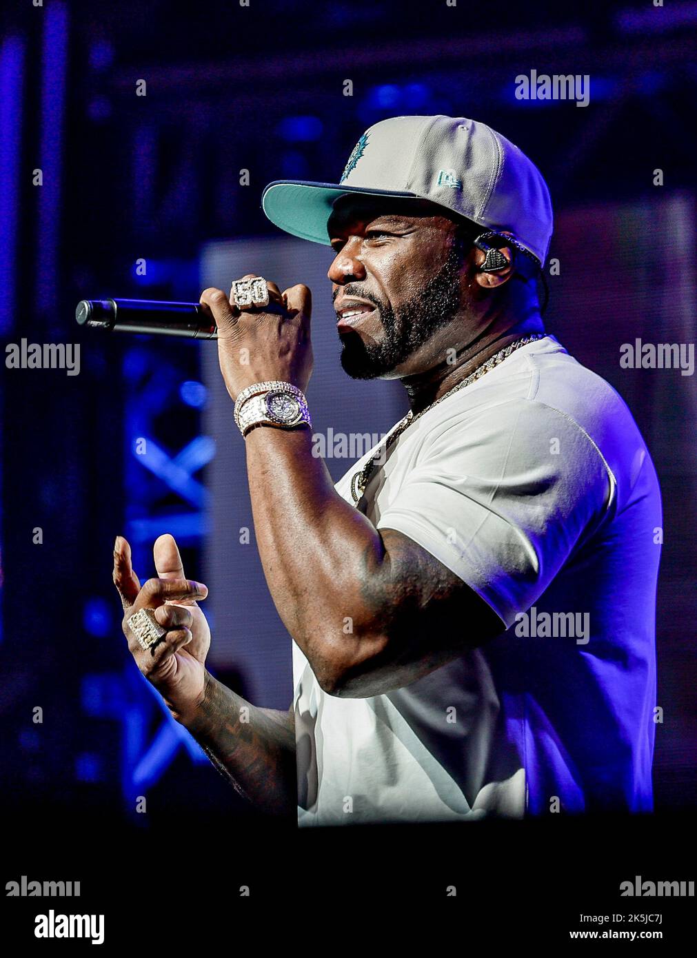 Hamburg, Germany. 08th Oct, 2022. US rapper Curtis "50 Cent" Jackson