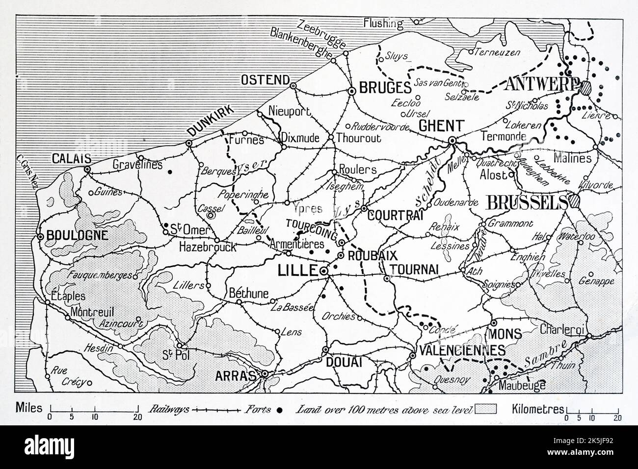 vintage map of world war1operations in france Stock Photo