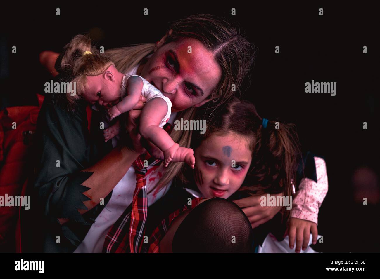 Sitges, Spain. 8th Oct, 2022. Revellers made up as zombies take to the