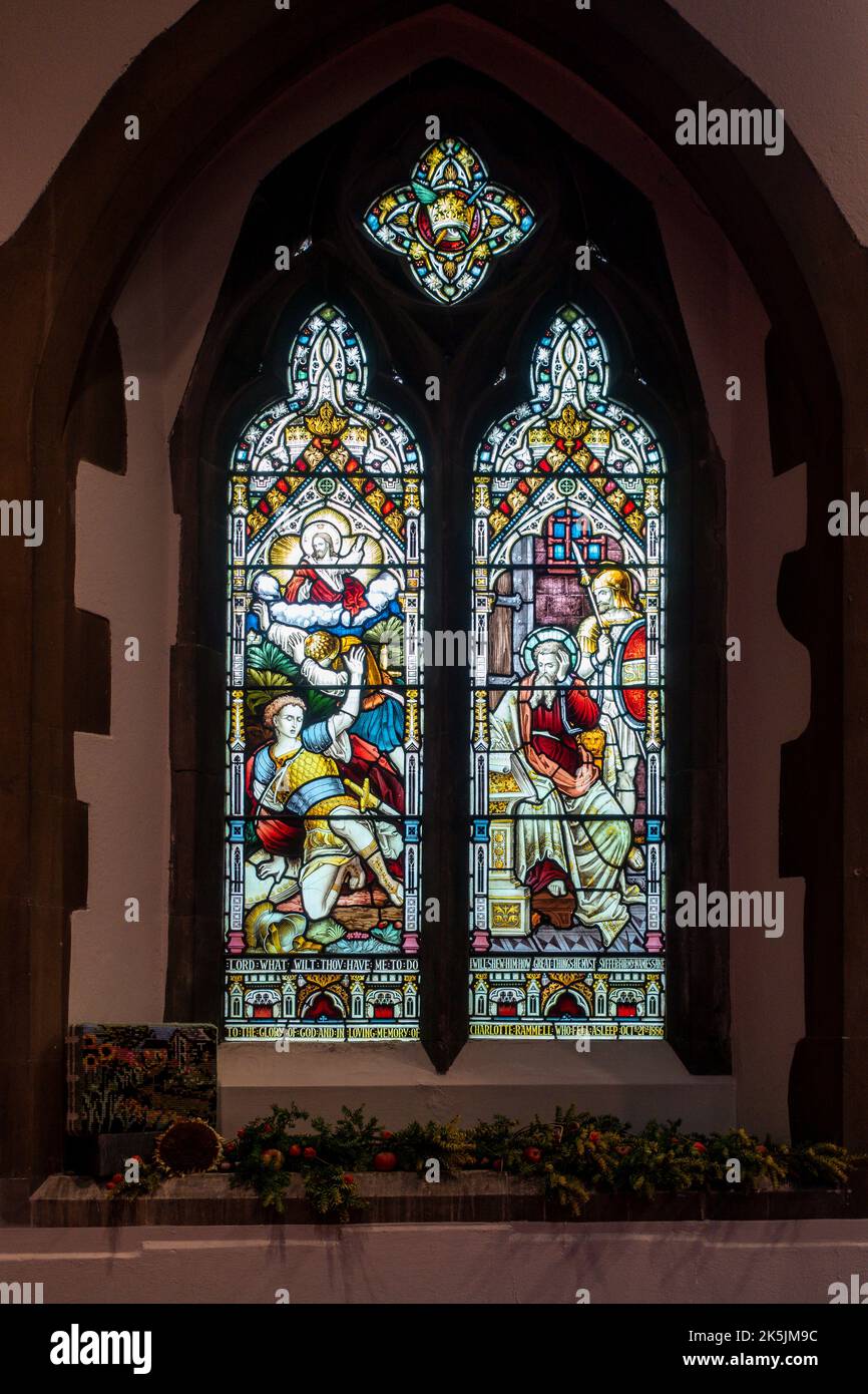 Stained Glass,Window,Right of,Altar,St Pauls Church,Church Street St Pauls,Canterbury,Kent,England Stock Photo