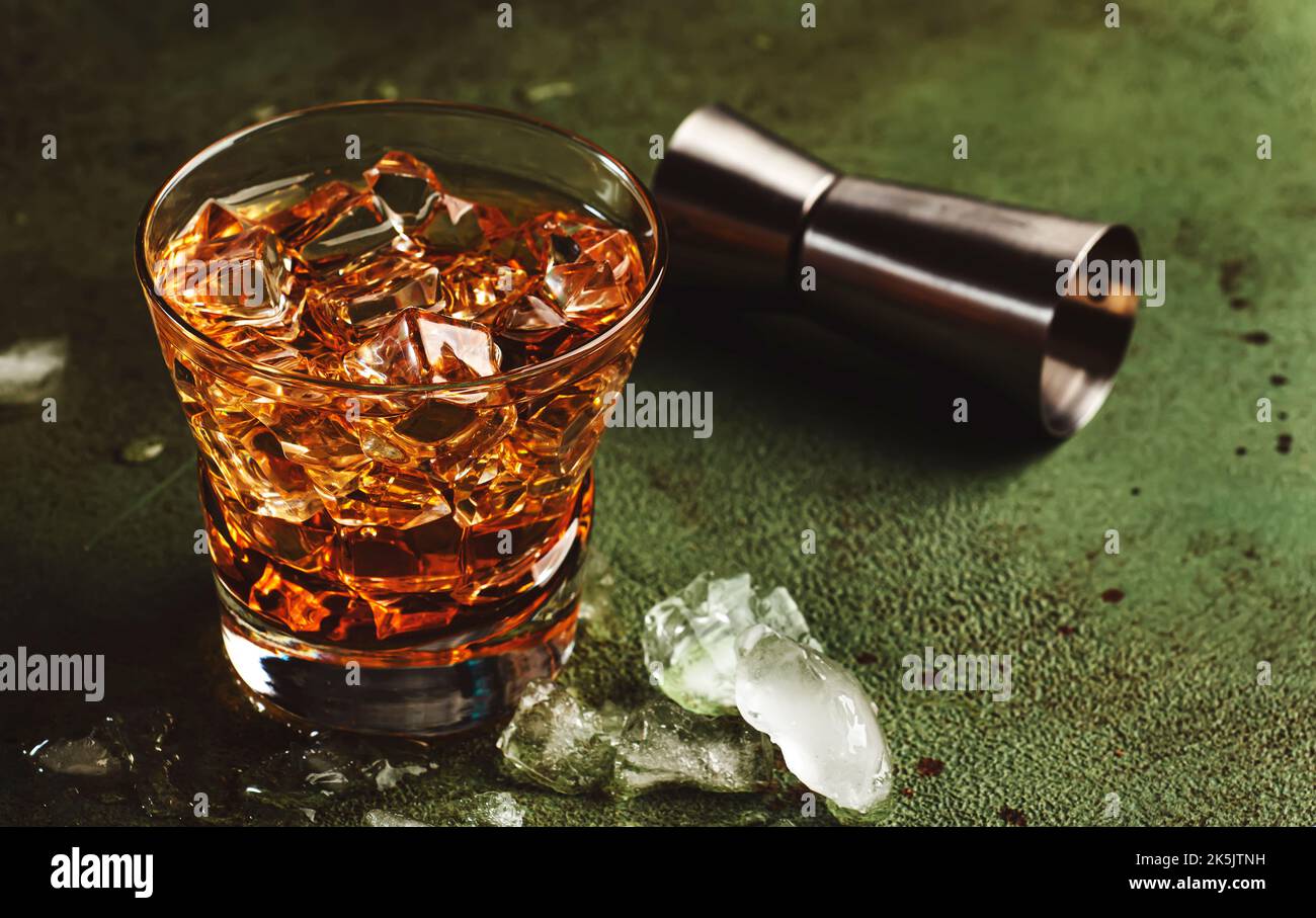 Godfather alcoholic cocktail with scotch whiskey, amaretto liqueur and