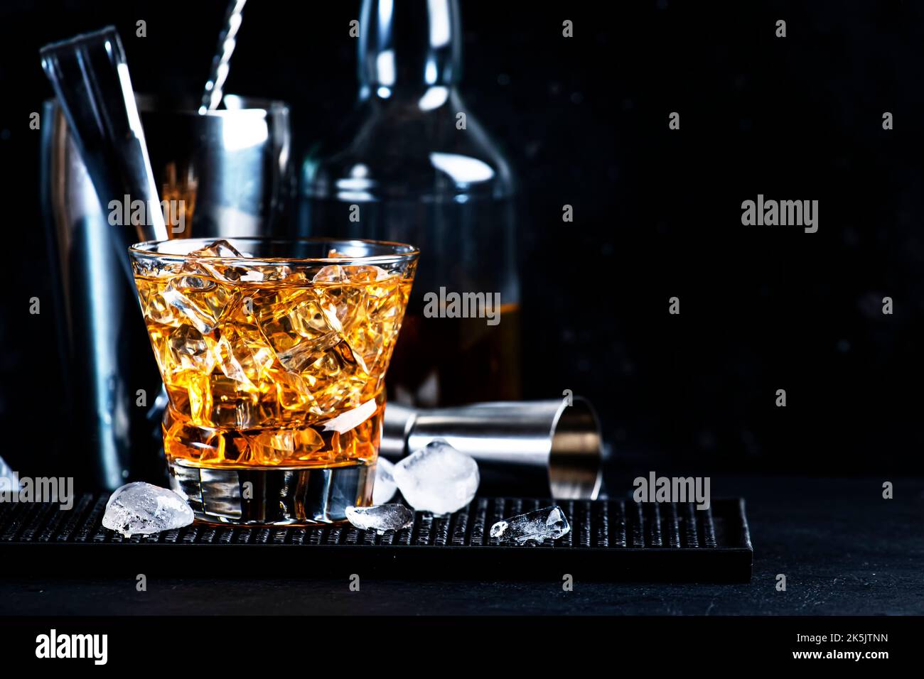 Godfather alcoholic cocktail with scotch whiskey, amaretto liqueur and