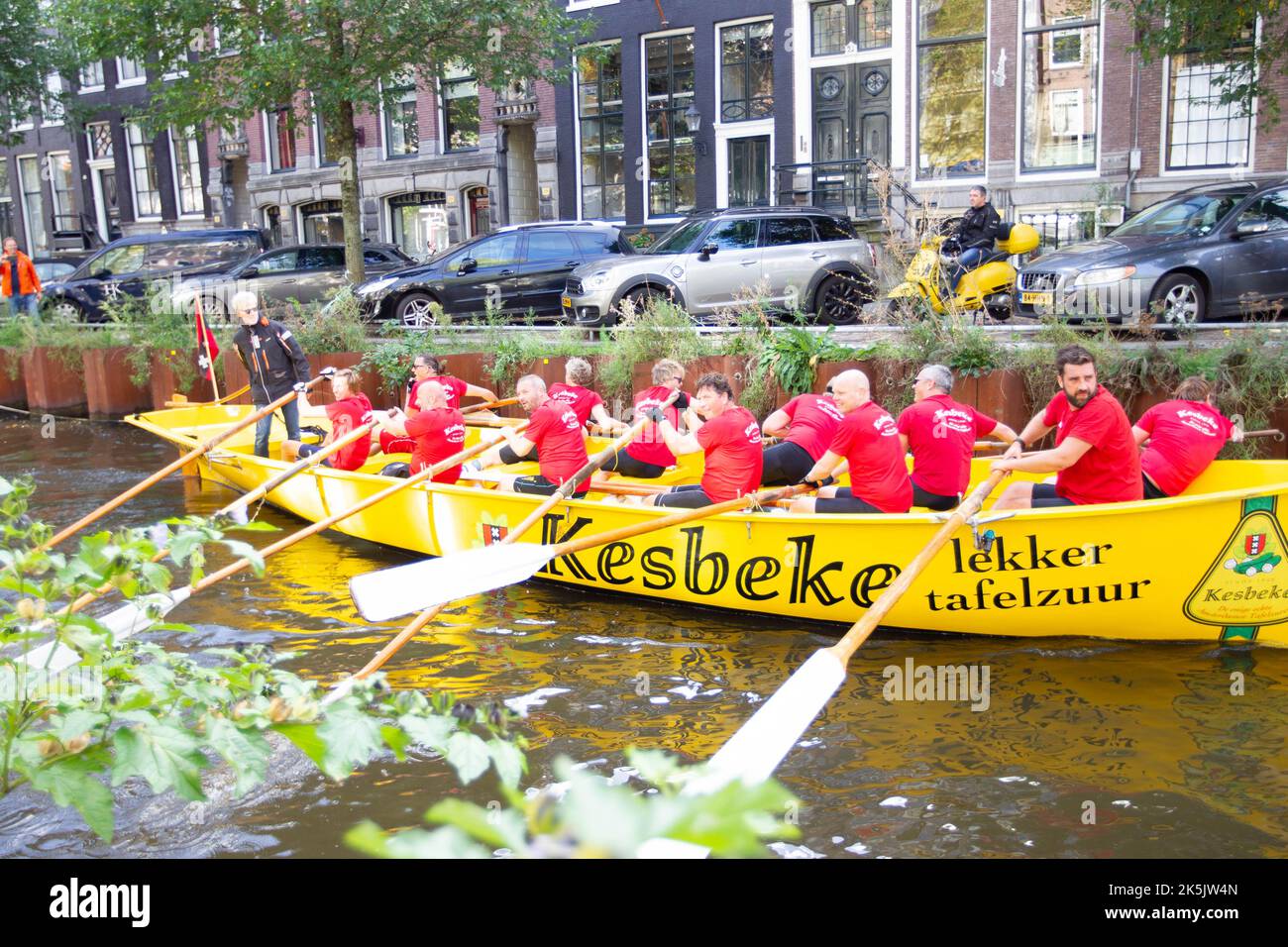 Amsterdam, Netherlands. 8th Oct, 2022. People take part in the 35th Canal  Race in Amsterdam, the Netherlands, on Oct. 8, 2022. The 35th Canal Race  Amsterdam, an annual sloop race of almost