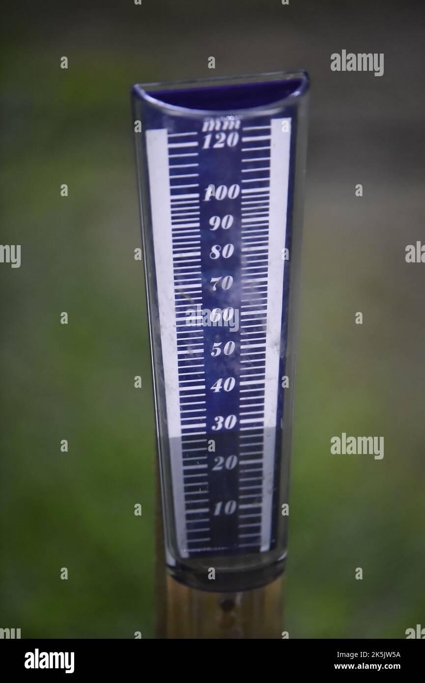 device to measure the amount of rainfall on the ground Stock Photo Alamy