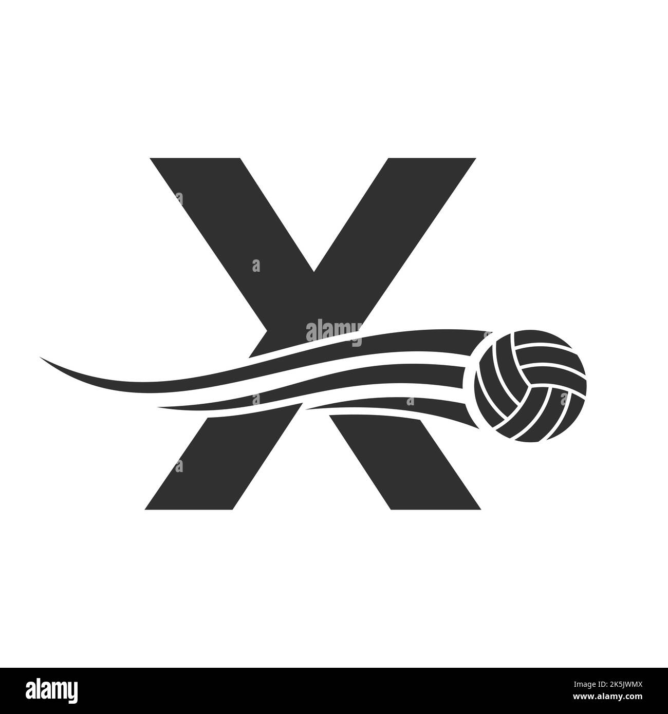 Letter X Volleyball Logo Design For Volley Ball Club Symbol Vector Template. Volleyball Sign Template Stock Vector