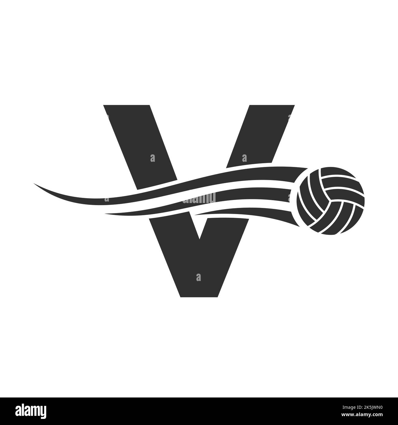 Letter V Volleyball Logo Design For Volley Ball Club Symbol Vector Template. Volleyball Sign Template Stock Vector