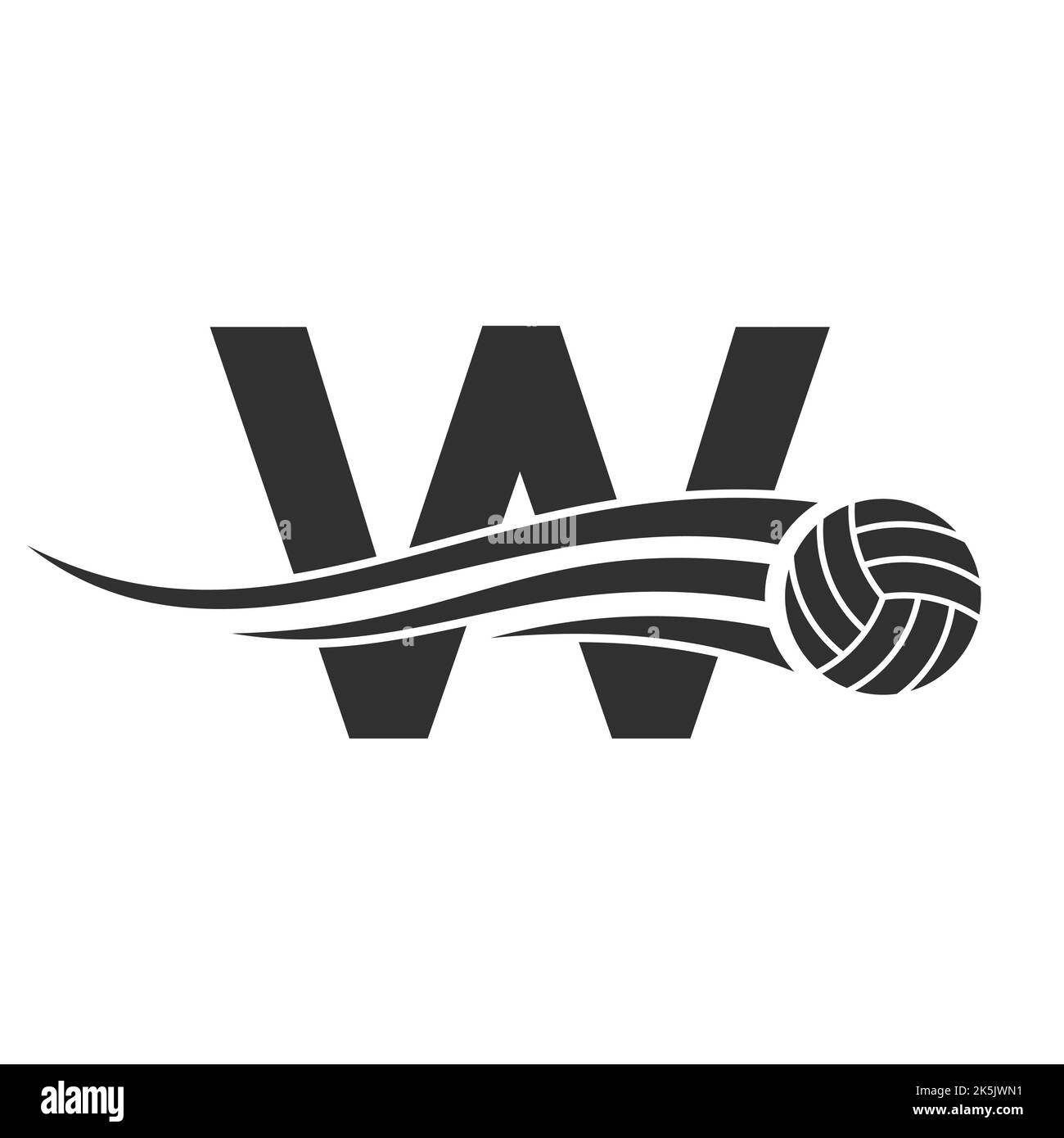 Letter W Volleyball Logo Design For Volley Ball Club Symbol Vector Template. Volleyball Sign Template Stock Vector