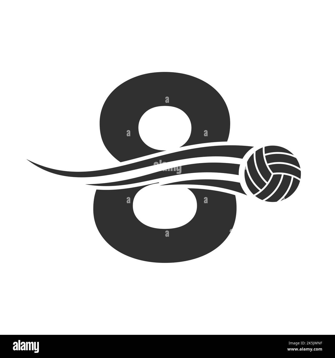 Letter 8 Volleyball Logo Design For Volley Ball Club Symbol Vector Template. Volleyball Sign Template Stock Vector