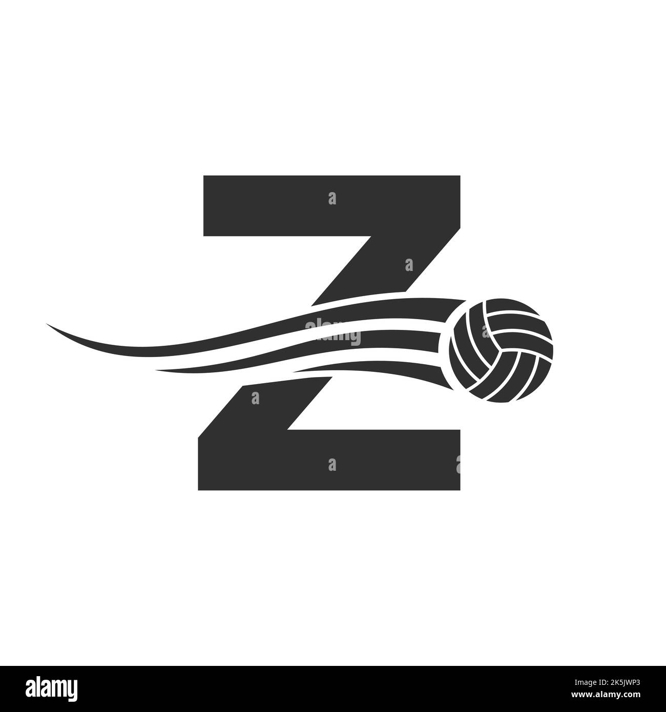 Letter Z Volleyball Logo Design For Volley Ball Club Symbol Vector Template. Volleyball Sign Template Stock Vector