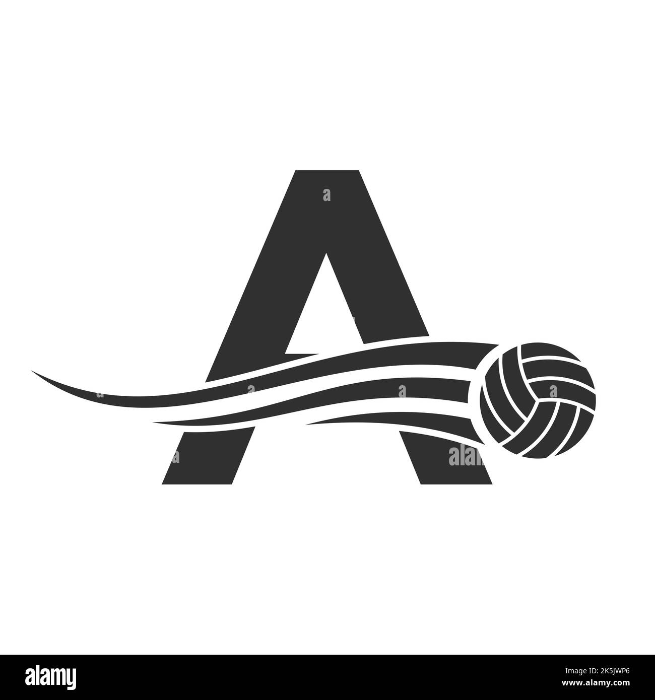 Letter A Volleyball Logo Design For Volley Ball Club Symbol Vector Template. Volleyball Sign Template Stock Vector