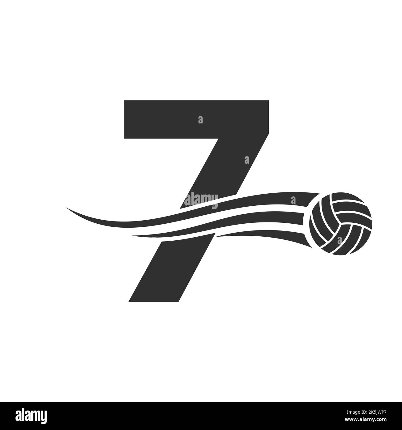 Letter 7 Volleyball Logo Design For Volley Ball Club Symbol Vector Template. Volleyball Sign Template Stock Vector