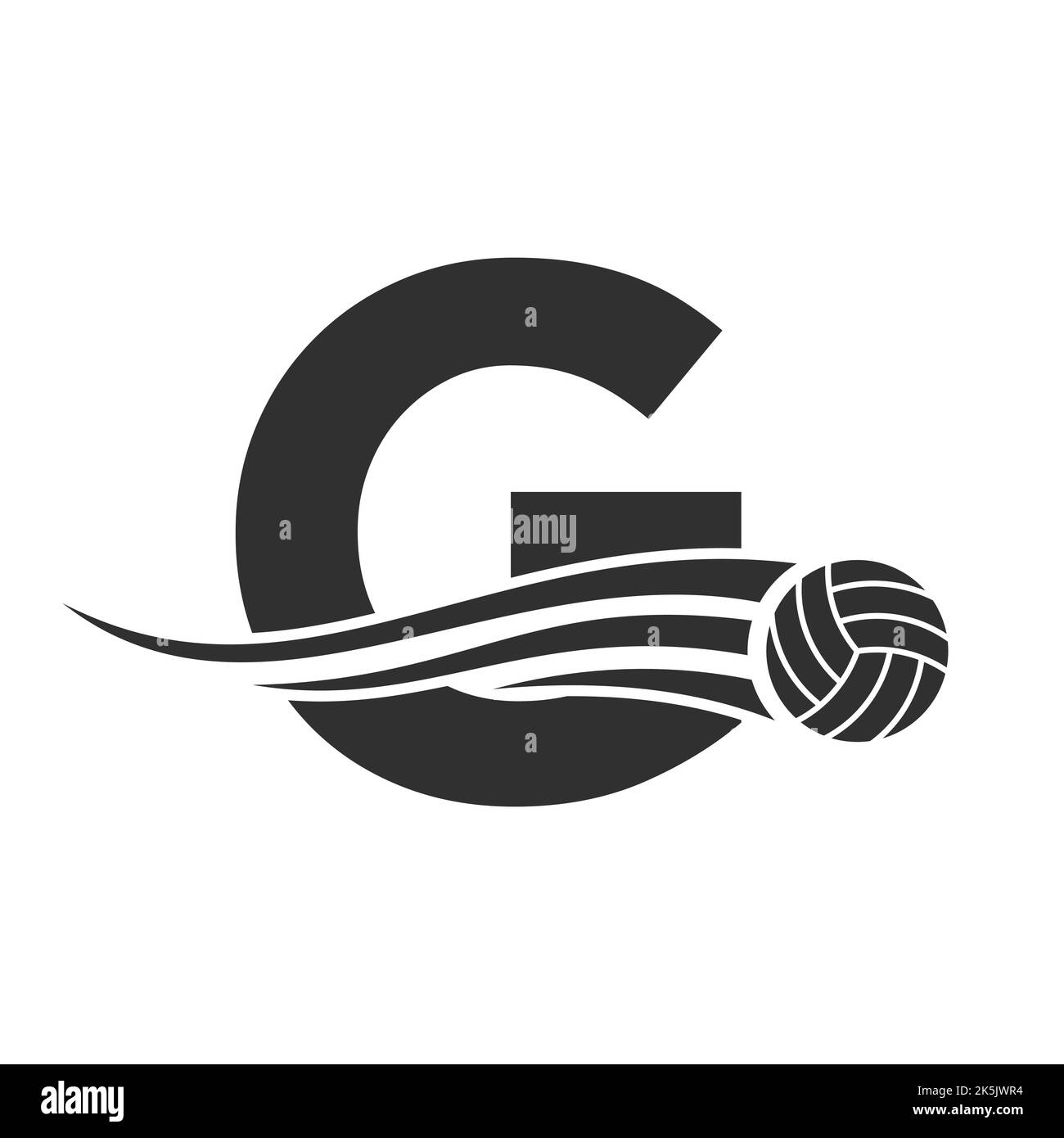 Letter G Volleyball Logo Design For Volley Ball Club Symbol Vector Template. Volleyball Sign Template Stock Vector