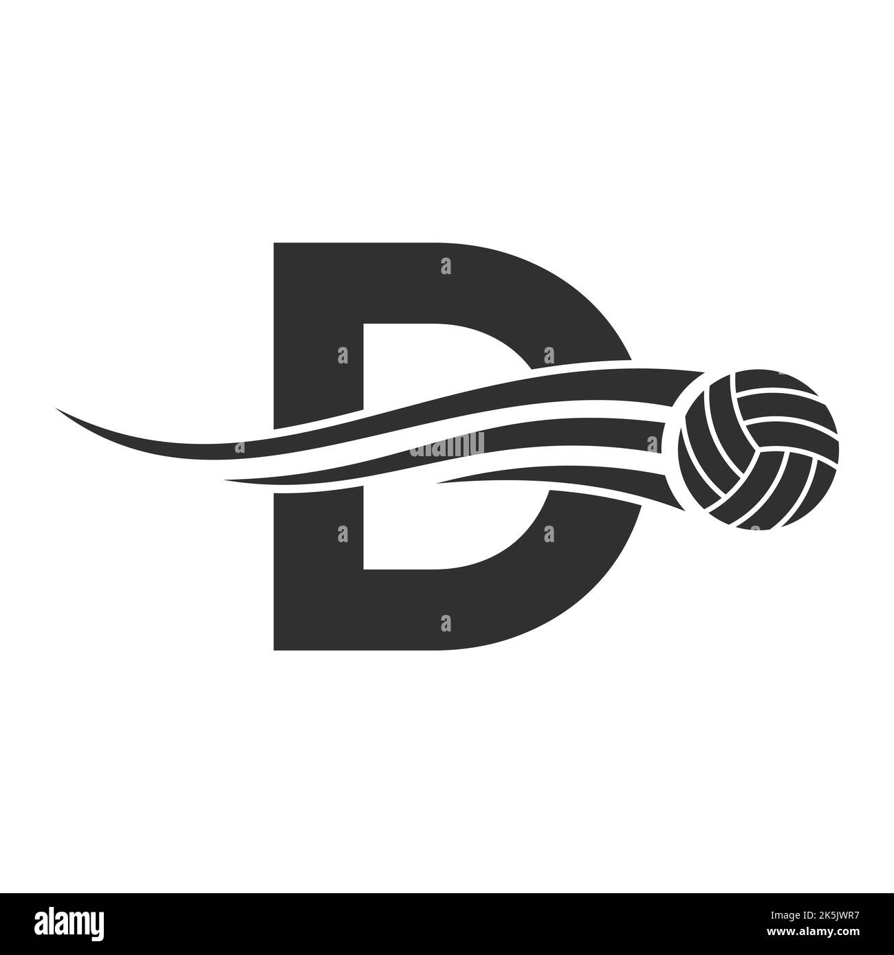 Letter D Volleyball Logo Design For Volley Ball Club Symbol Vector Template. Volleyball Sign Template Stock Vector