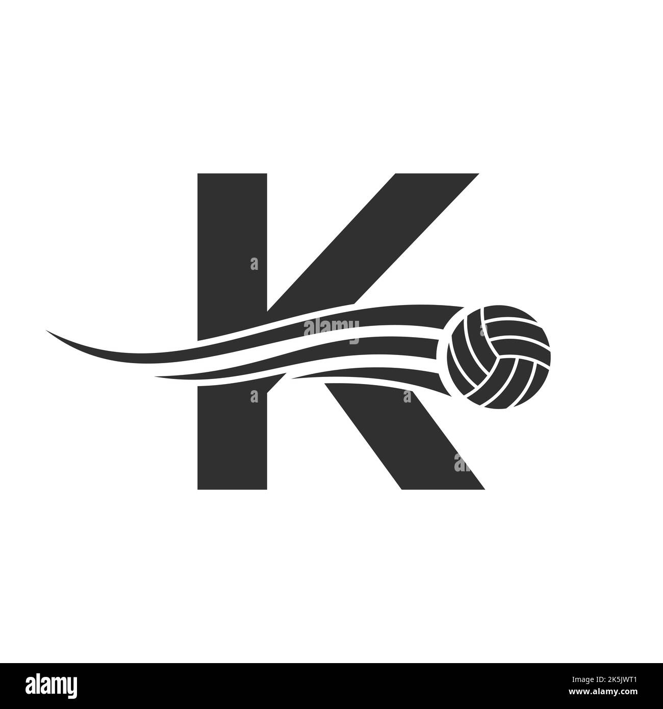 Letter K Volleyball Logo Design For Volley Ball Club Symbol Vector Template. Volleyball Sign Template Stock Vector