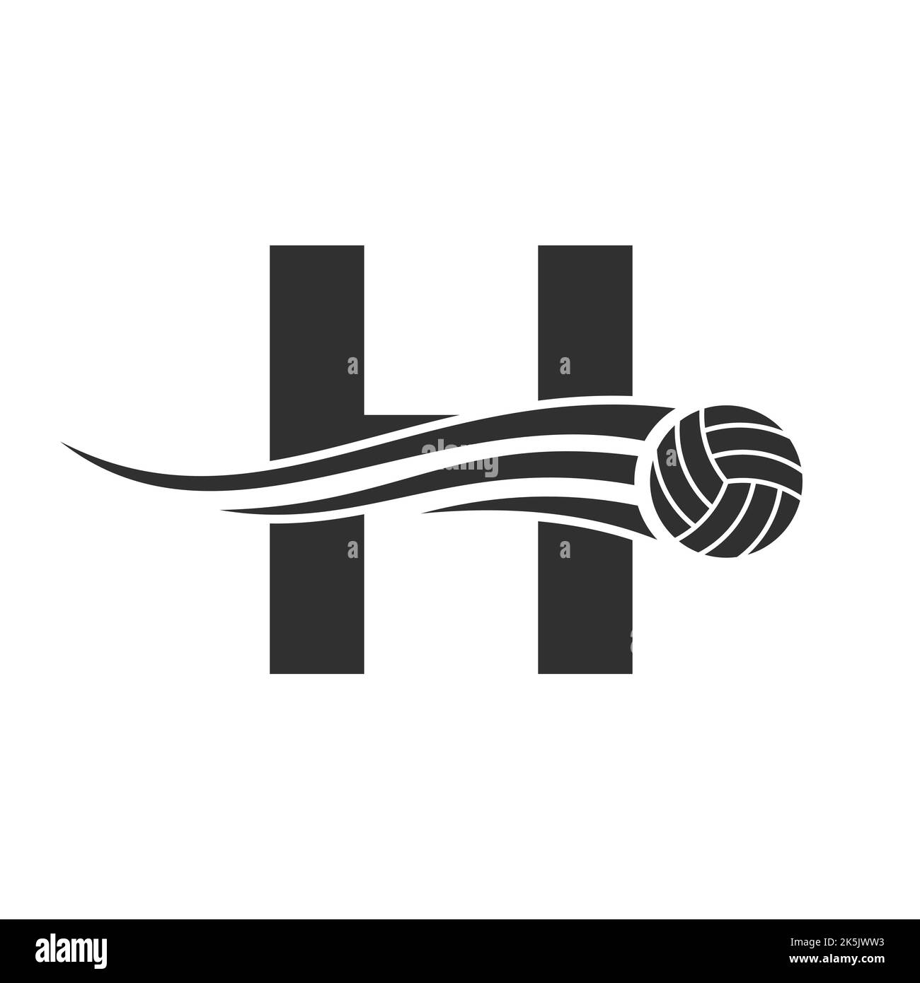 Letter H Volleyball Logo Design For Volley Ball Club Symbol Vector Template. Volleyball Sign Template Stock Vector