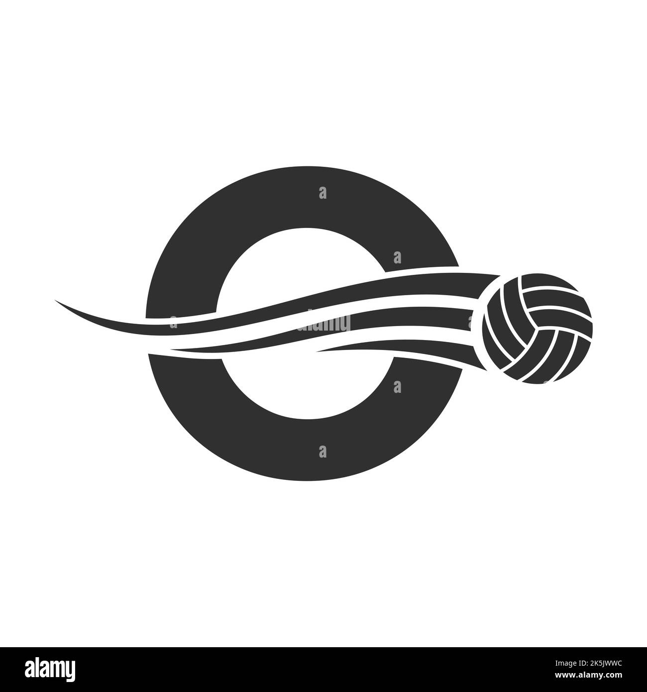 Letter O Volleyball Logo Design For Volley Ball Club Symbol Vector Template. Volleyball Sign Template Stock Vector