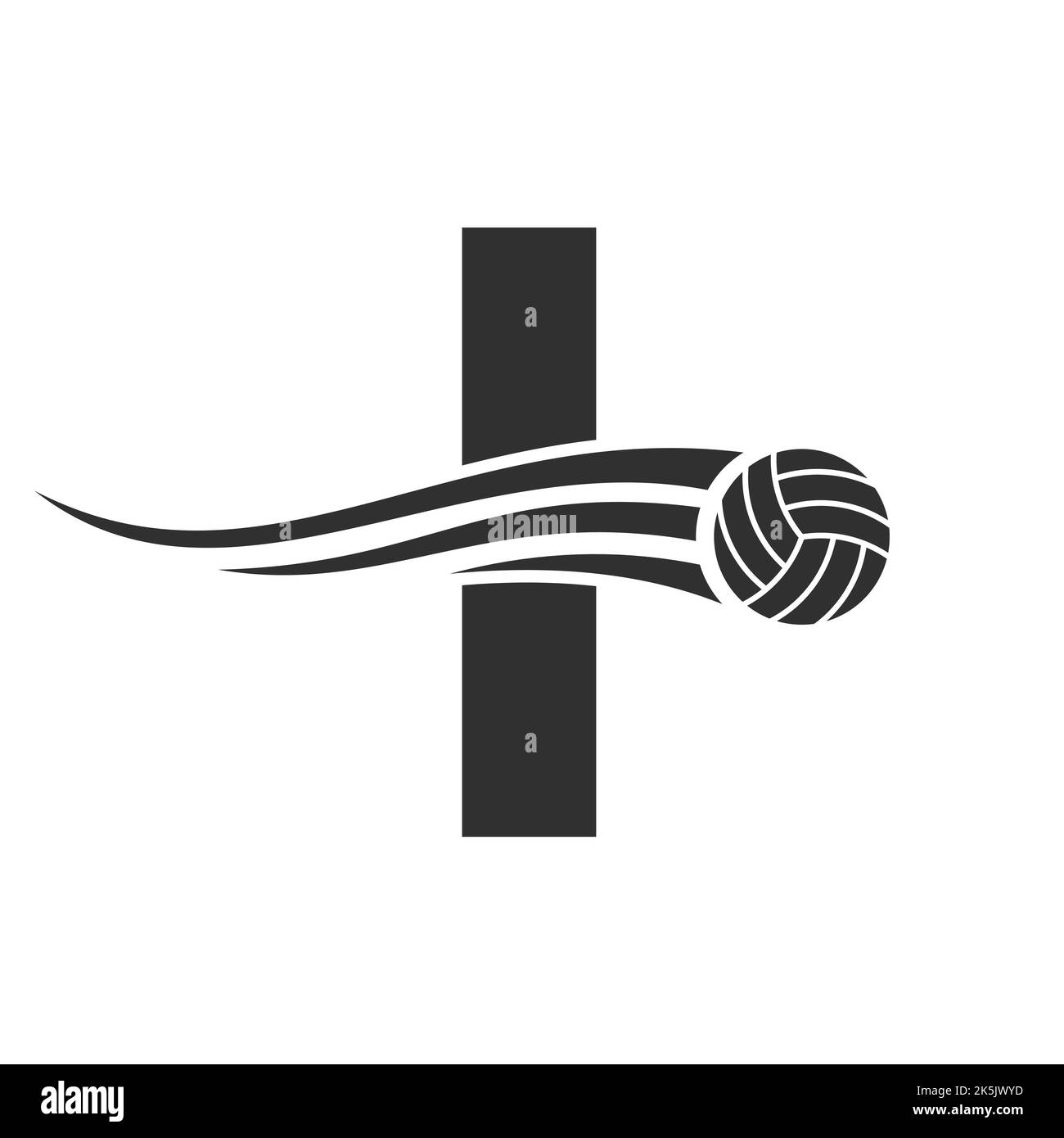 Letter I Volleyball Logo Design For Volley Ball Club Symbol Vector Template. Volleyball Sign Template Stock Vector