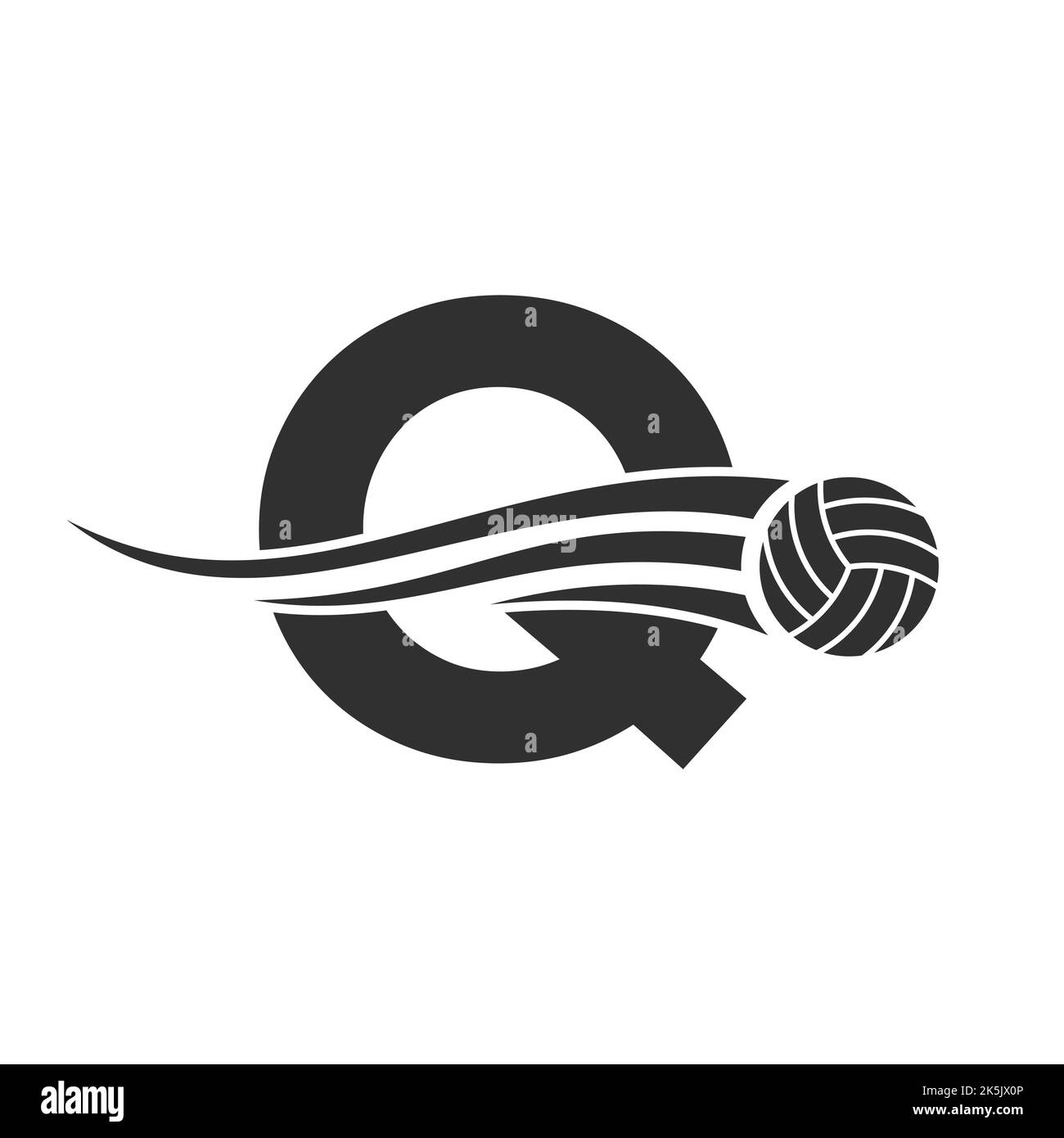 Letter Q Volleyball Logo Design For Volley Ball Club Symbol Vector Template. Volleyball Sign Template Stock Vector