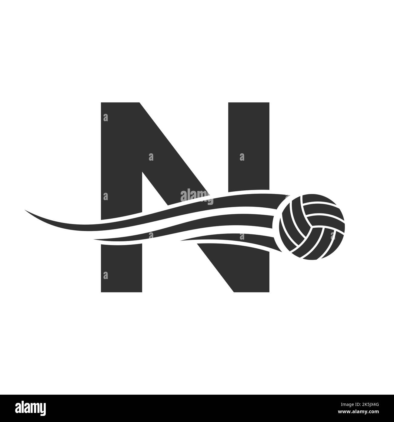 Letter N Volleyball Logo Design For Volley Ball Club Symbol Vector Template. Volleyball Sign Template Stock Vector
