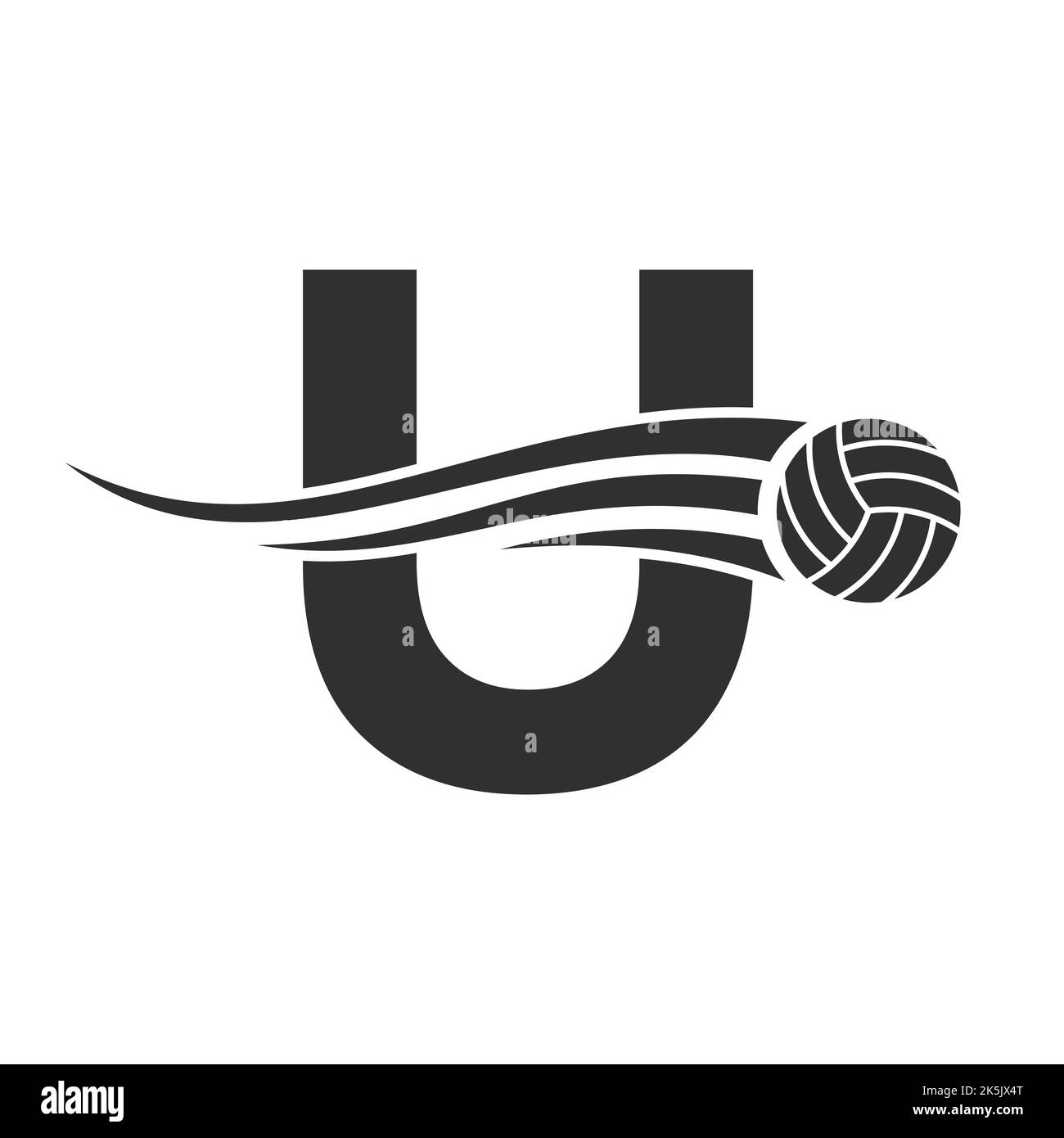 Letter U Volleyball Logo Design For Volley Ball Club Symbol Vector Template. Volleyball Sign Template Stock Vector