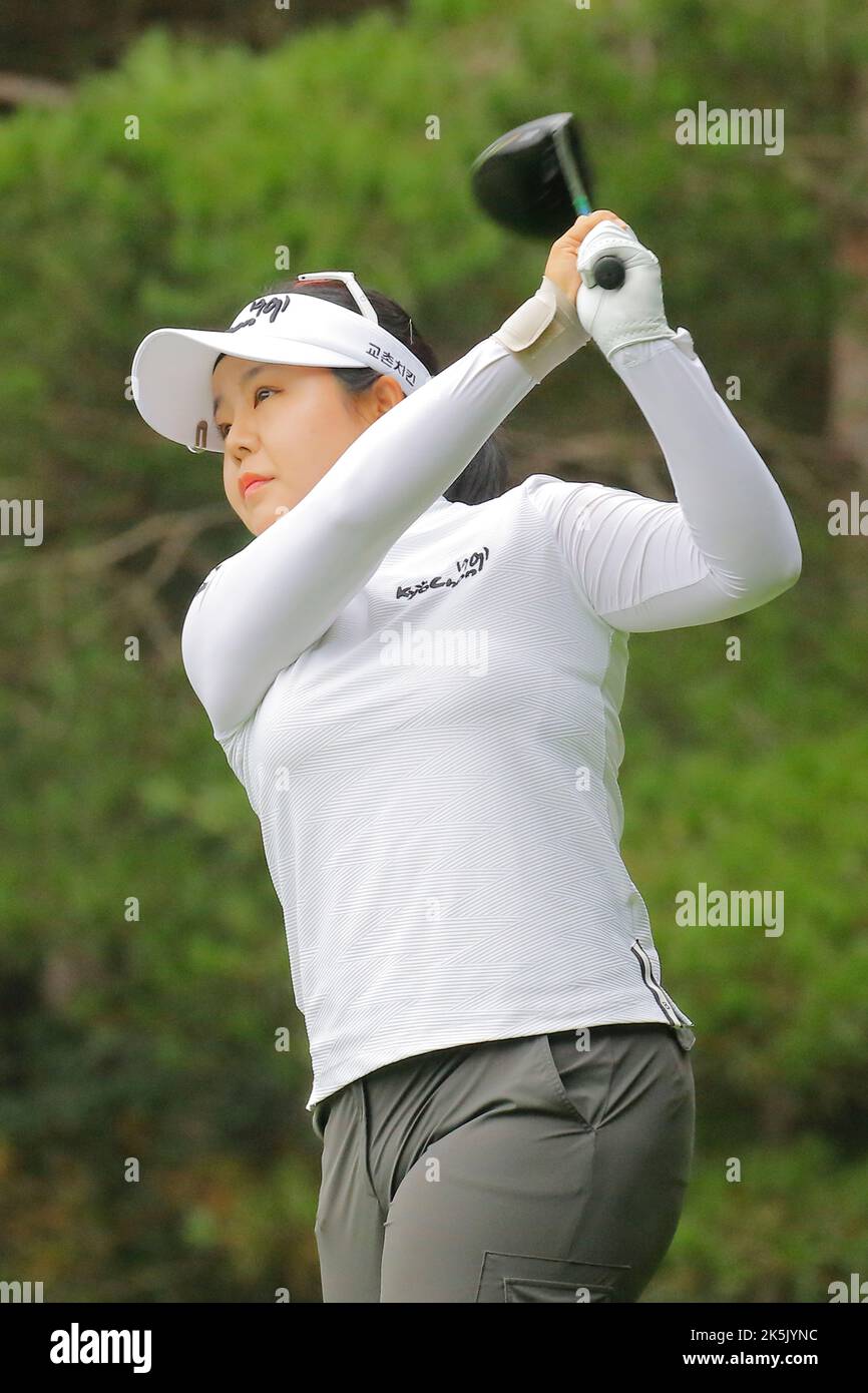 Aug 25, 2022-Chuncheon, South Korea-Yang Chae Lyn action on the 2th hall during an Hanhwa Classic 2022 Round 1 at Jade Palace Golf Club in Chun Cheon, South Korea. Stock Photo