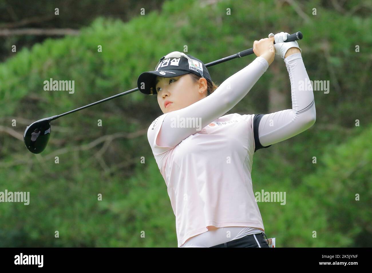 Aug 25, 2022-Chuncheon, South Korea-Ku Rae Hyeon action on the 2th hall during an Hanhwa Classic 2022 Round 1 at Jade Palace Golf Club in Chun Cheon, South Korea. Stock Photo