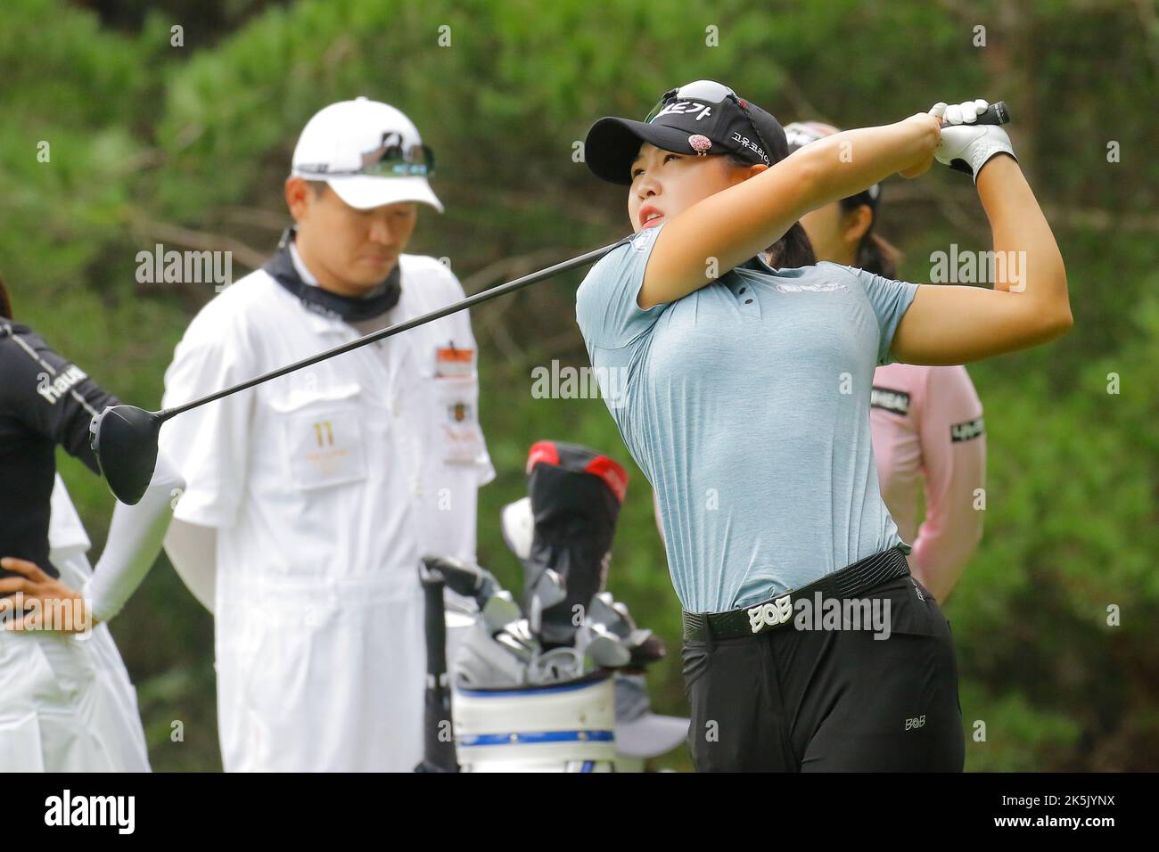 Aug 25, 2022-Chuncheon, South Korea-Ko Ji Uh action on the 2th hall during an Hanhwa Classic 2022 Round 1 at Jade Palace Golf Club in Chun Cheon, South Korea. Stock Photo