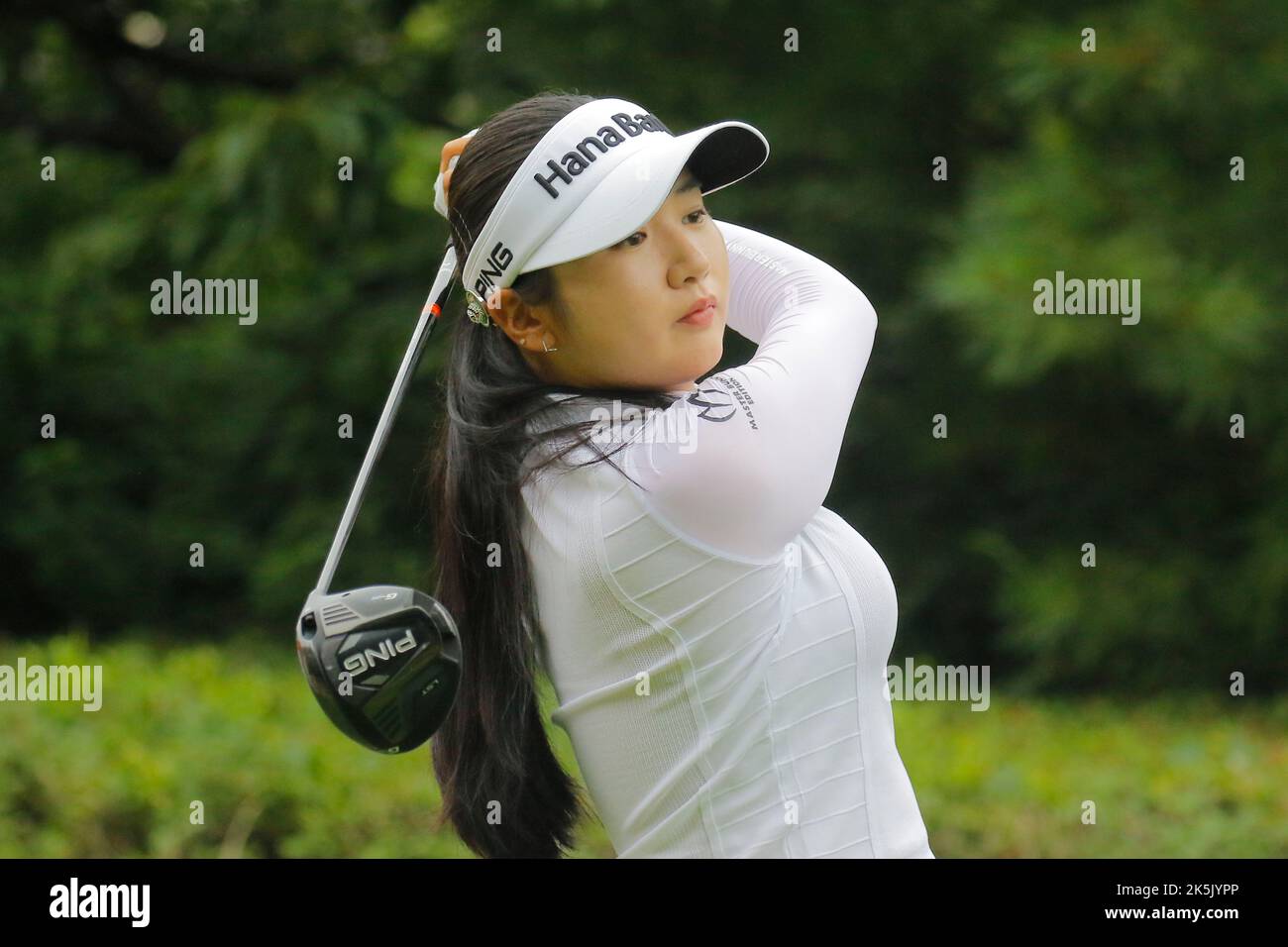 Aug 25, 2022-Chuncheon, South Korea-Park Hyejun action on the 1th hall during an Hanhwa Classic 2022 Round 1 at Jade Palace Golf Club in Chun Cheon, South Korea. Stock Photo