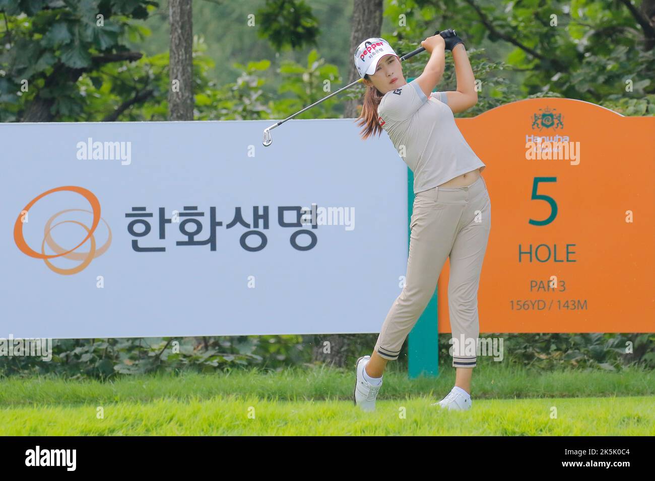 Aug 26, 2022-Chuncheon, South Korea-Park Seo Hyun action on the 5th hall during an Hanhwa Classic 2022 Round 2 at Jade Palace Golf Club in Chun Cheon, South Korea. Stock Photo