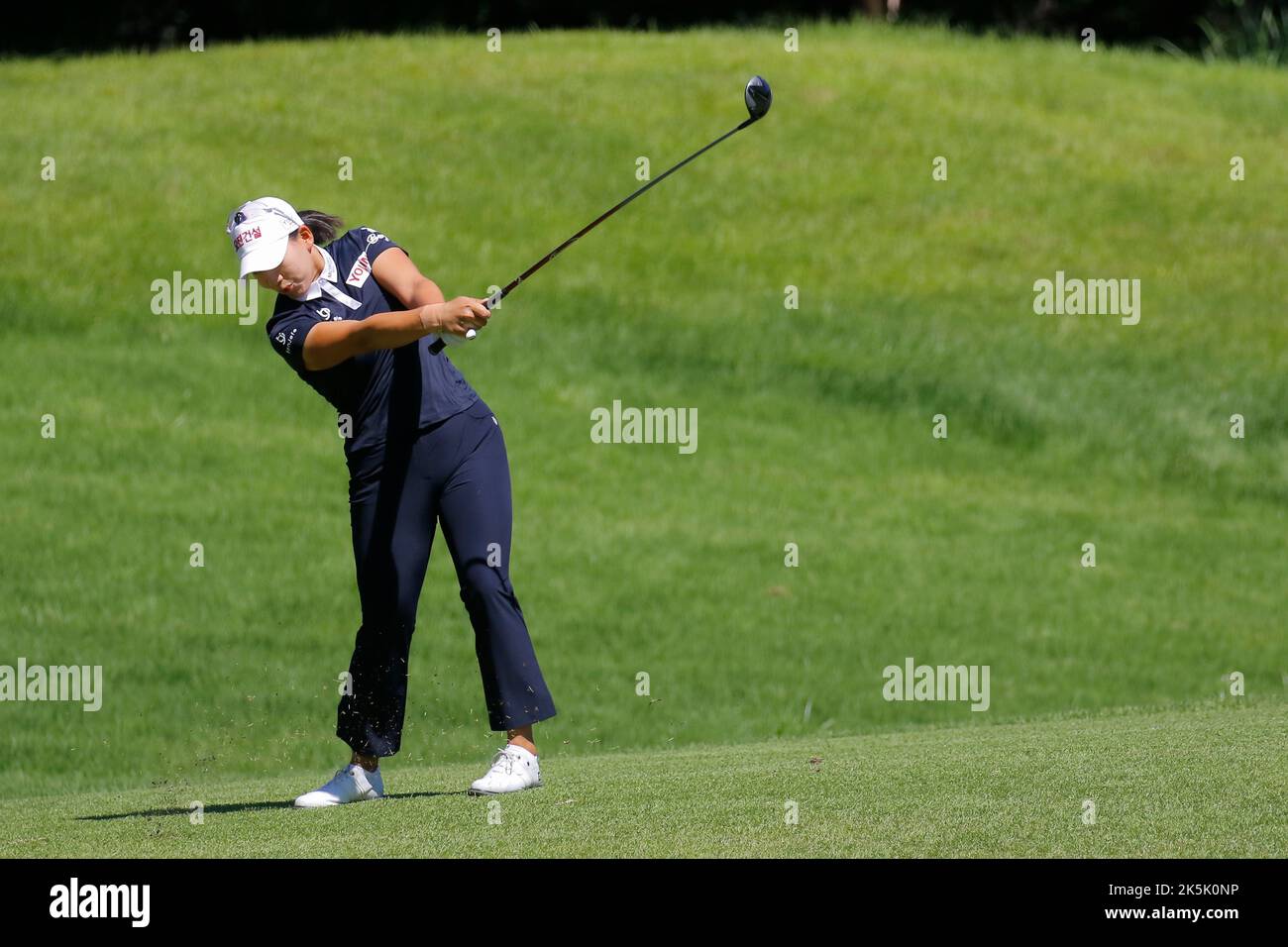 Aug 27, 2022-Chuncheon, South Korea-Hong Ji Won action on the 1th hall during an Hanhwa Classic 2022 Round 3 at Jade Palace Golf Club in Chuncheon, South Korea. Stock Photo