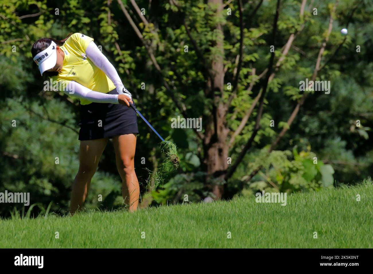 Aug 27, 2022-Chuncheon, South Korea-Kim Ji Yeong action on the 1th hall during an Hanhwa Classic 2022 Round 3 at Jade Palace Golf Club in Chuncheon, South Korea. Stock Photo