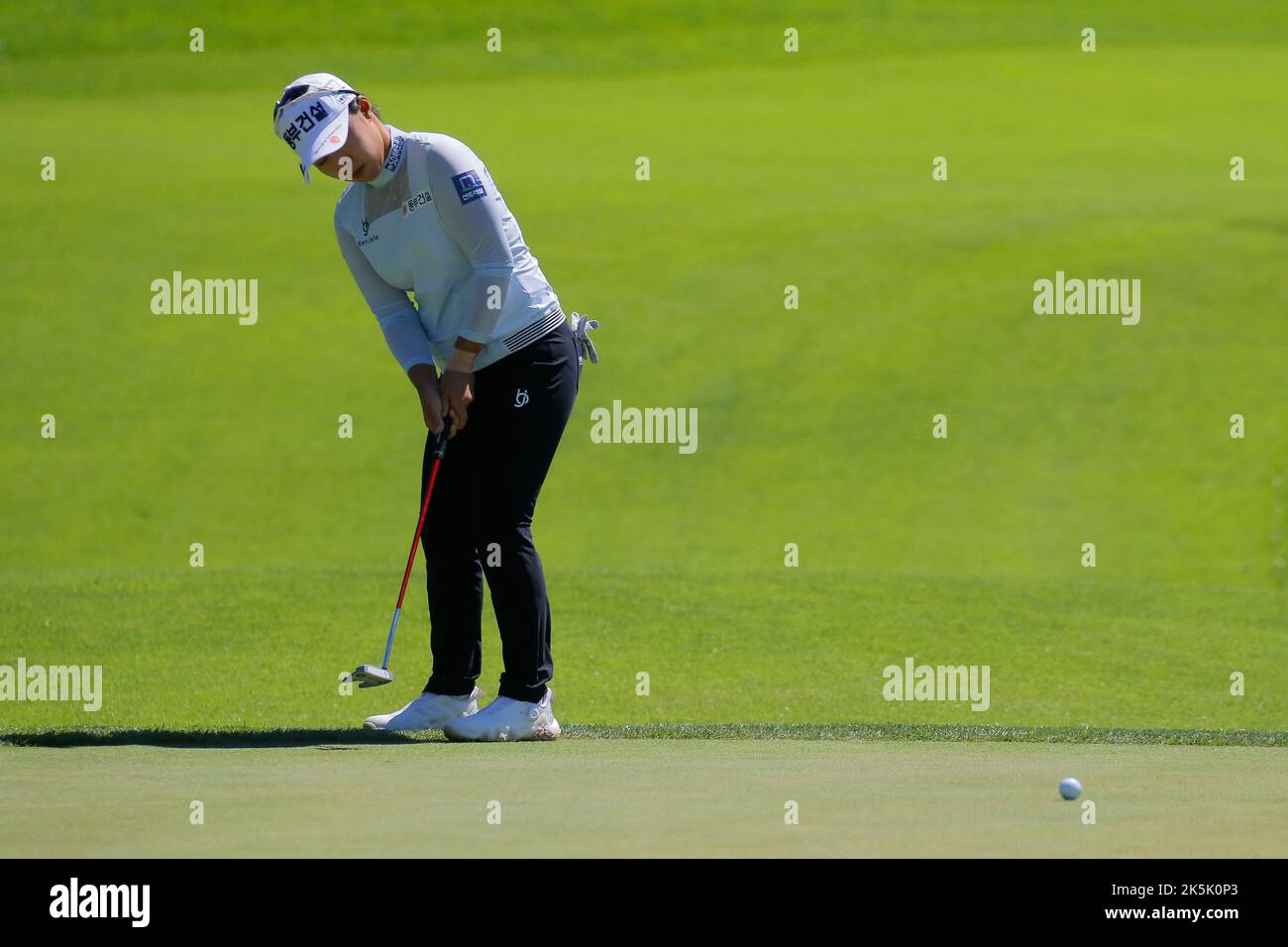 Aug 27, 2022-Chuncheon, South Korea-Kim Su Ji action on the 8th hall during an Hanhwa Classic 2022 Round 3 at Jade Palace Golf Club in Chuncheon, South Korea. Stock Photo