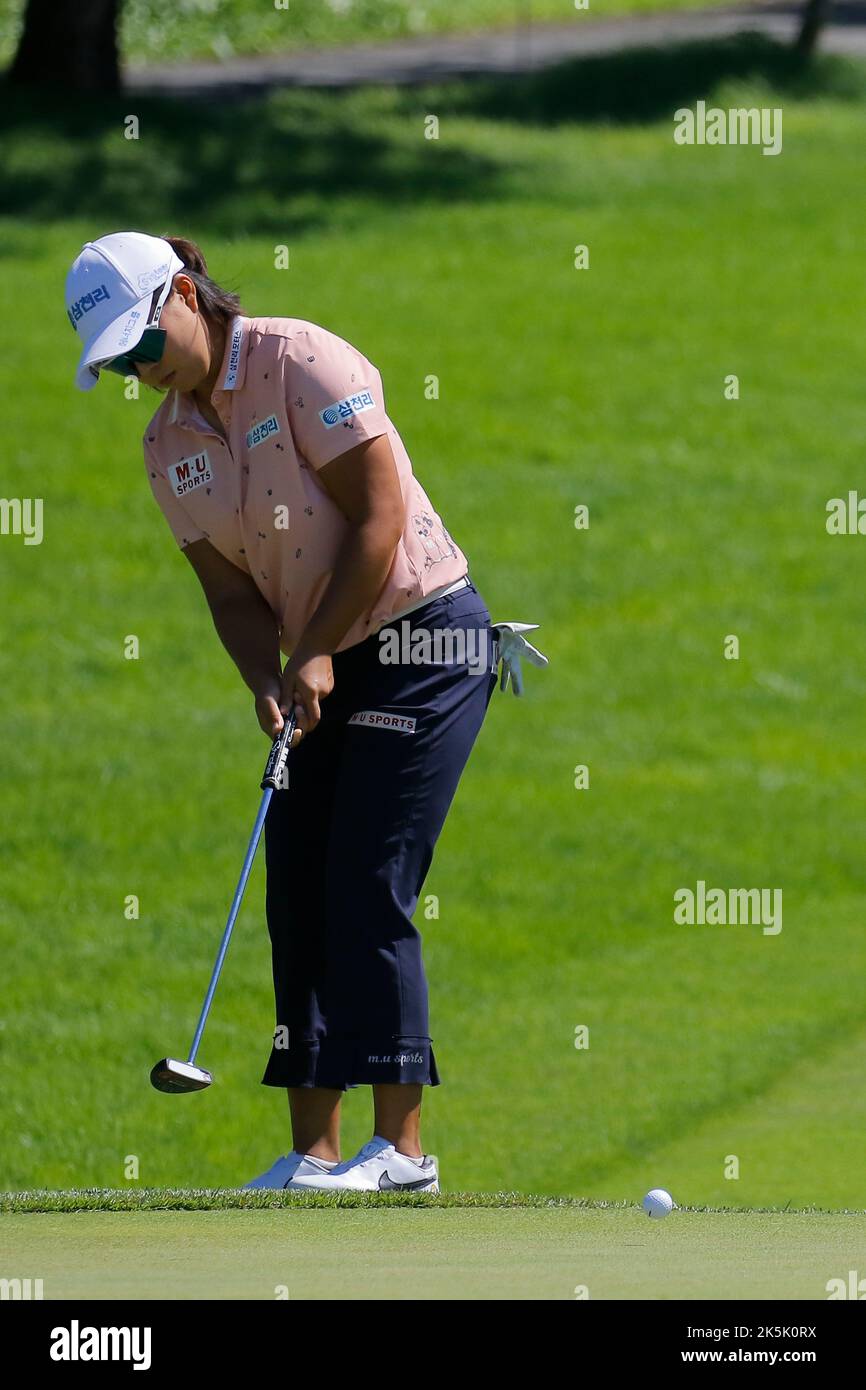 Aug 27, 2022-Chuncheon, South Korea-Kim Hae Rym action on the 8th hall during an Hanhwa Classic 2022 Round 3 at Jade Palace Golf Club in Chuncheon, South Korea. Stock Photo