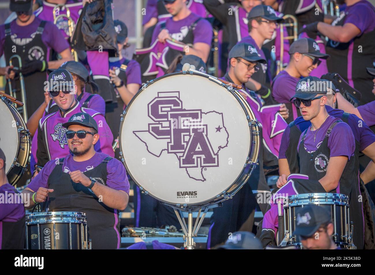 October 8, 2022: The Stephen F. Austin Lumberjack Marching Band entertains the crowd during the 