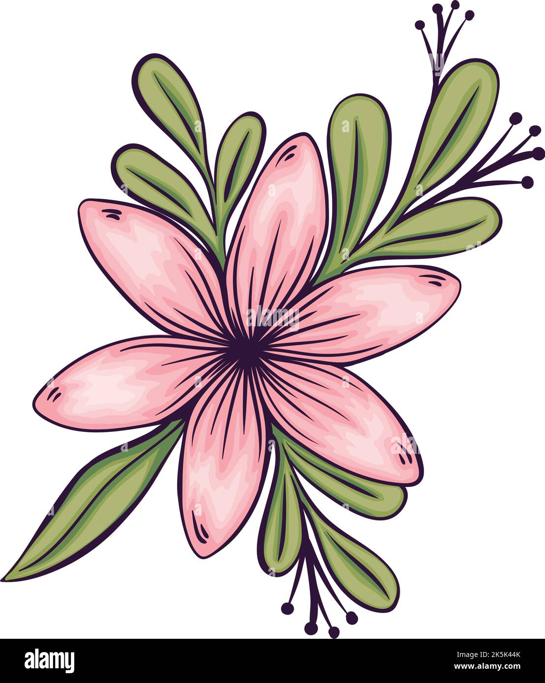 pink flower and leafs Stock Vector Image & Art - Alamy