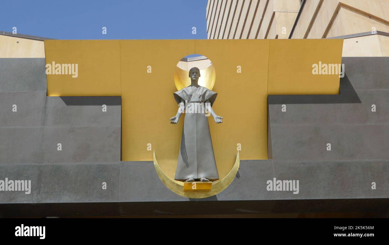 Los Angeles, California, USA 7th October 2022 A General view of atmosphere of Entrance of Cathedral of Our Lady of the Angels designed by Artist Robert Graham on October 7, 2022 in Los Angeles, California, USA. Photo by Barry King/Alamy Stock Photo Stock Photo